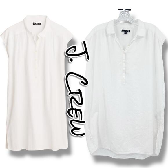 J Crew Cap-Sleeve Tunic Cover-Up Dress Soft Gauze White V-Neck Womens Sz XXS - Picture 1 of 12